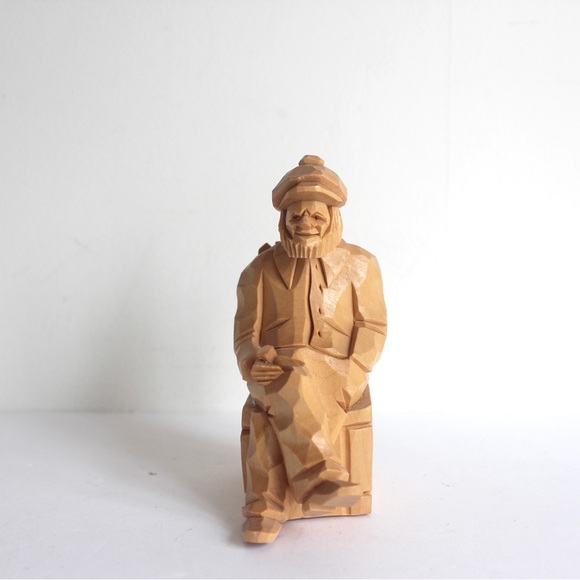 Vintage D. Daigle Signed Québec Hand Carved Wood Man, French Canadian Folk Art - Picture 1 of 7